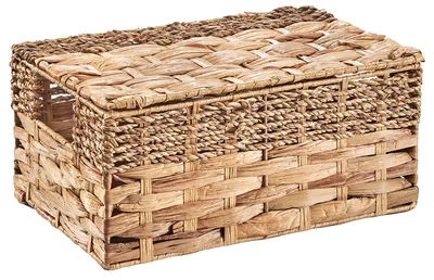 Obrázek produktu pro Úložný košík Kobolo MALINA s víkem - 30x20x14 cm. Regálový košík, dekorativní košík, pletený košík, úložný košík, malý košík, organizér