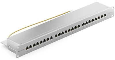 Image de Panneau de brassage CAT 6 deleyCON, 24 ports RJ45, gris – Gris (RAL 7035, gris clair), dimensions pour montage en rack serveur