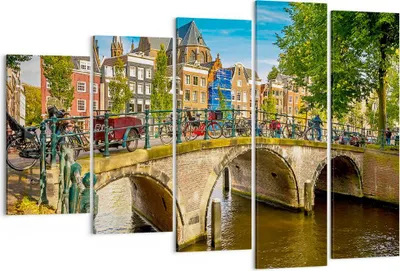 Produktbild von Bild auf Leinwand - Leinwandbild - amsterdam Bögen Architektur Gebäude - 150x100cm - Wand Bild - Wanddeko - Leinwanddruck - Bilder - Kunstdruck - Leinwand bilder - Wandkunst - EG150x100-3173
