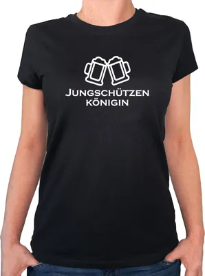 Produktbild von Huuraa Damen T-Shirt Jungschützenkönigin Schützenfest M Black Bio Baumwolle Fairtrade Damenshirt Geschenkidee