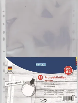 Produktbild von Stylex Prospekthüllen DIN A4 15er klar 43807