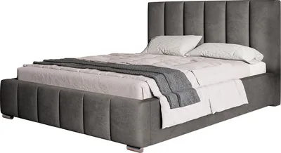 Produktbild von Polsterbett Tokio mit Kopfteil, 200x200 cm, Doppelbett mit Bettkasten und Lattenrost aus Metal, Velourstoff, Farbe: Dunkelgrau