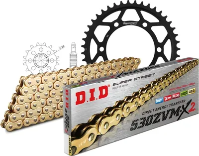 Zdjęcie produktu dla Zestaw łańcuchów DID stal 530ZVM-X / 108 bez końca