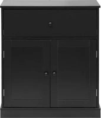 Produktbild von Rebecca Mobili Niedriger Schrank mit Schublade 2 Türen Schwarz Multifunktional