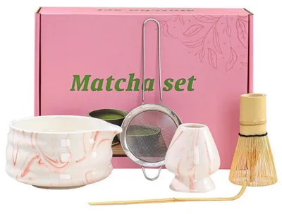 Immagine prodotto di Set per il matcha con ciotola in Vetroceramica e frusta in bambù – Rosa
