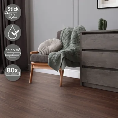 Obrázek produktu pro ML-Design Samolepicí PVC podlaha, 11,15 m²/80 vinylových prken, ořechově červenohnědá