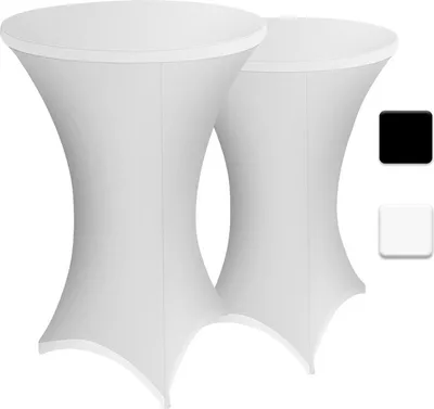 Immagine prodotto di 2x Copritavolo alto elasticizzato Copritavolo da bistrot bianco Ø 80 cm