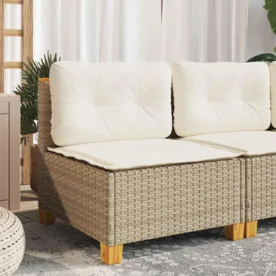 Immagine prodotto di vidaXL Divano da giardino senza braccioli con cuscini Beige poly rattan