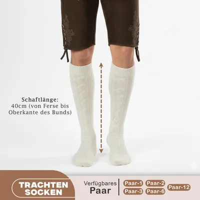 Produktbild von Trachtensocken Trachtenstrümpfe Zopfmuster 40cm, Größe:41-43, Farbe:Natur
