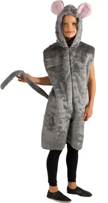Graue Mause Kostüm für Kinder Gr. 104-128 Tierkostüm Fasching Karneval Kinderfasching Mottoparty Unisex für Mädchen und Jungen