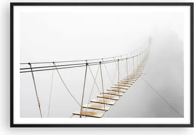 Produktbild von Gerahmtes Poster - Schwarzer Rahmen - Brücke ausgesetzt Nebel - 91,5x61 cm - Wand Bild - Wanddeko - Wandbilder - Kunstposter - Wandposter - Bilderrahmen - Bilder - Kunstdruck - P2BAA91x61-5018