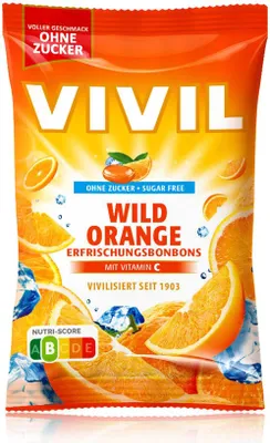 Produktbild von VIVIL Wild Orange Erfrischungsbonbons ohne Zucker | 120g