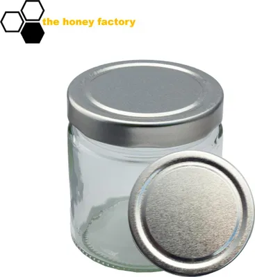 Produktbild von 91 x HONIGGLAS DEEP Twist Off 500G im KARTON Metalldeckel SILBER GLANZ Feinkost