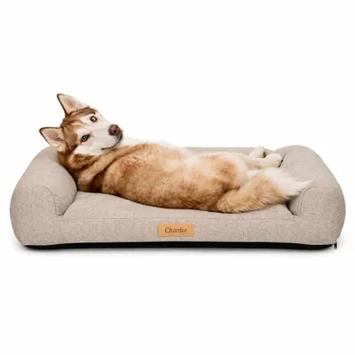 Produktbild von Großes Hundebett Hundesofa Hundekissen Hundekörbchen Waschbar - Farbe Boucle Grau - Hundematte Größe XXL - 118x78 cm