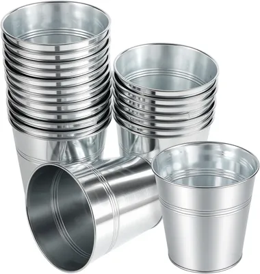 Imagen del producto de Mini cubo metálico galvanizado, 11,5 x 11 x 9 cm, paquete de 20 unidades, ideal para jardinería y decoración