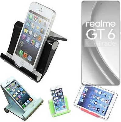 Produktbild von K-S-Trade Handy-Ständer kompatibel mit Realme GT 6 China faltbarer Tischständer Smartphone Tablet Halterung Reise