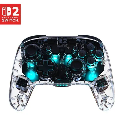 Image de Manette Gaming sans Fil Afterglow, Nintendo Switch 2, Transparente avec Éclairage RGB, Compatible Switch/Lite/OLED