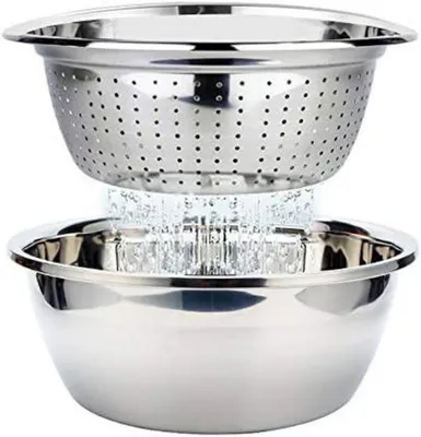 Produktbild von Edelstahl Seiher und Schüssel Set Stapelbar 26cm