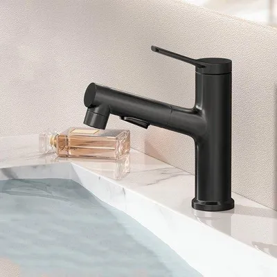Obrázek produktu pro Moderní sprchová baterie do koupelny s výsuvnou sprchovou hlavicí, s otvorem 32-42 mm, třídírou, matně černá