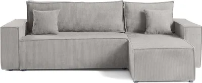 Image de Best Mobilier Cezanne - canapé d'angle réversible - 4 places - convertible avec coffre - en velours côtelé , Gris clair