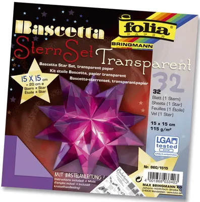 Immagine prodotto di Folia Bascetta Star Christmas Star 3D Origamaster Folding Leaves Craft Kit, Colore: Viola; Dimensioni: 150x150mm