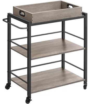Servicewagen mit Tablett, 72x40x86 cm, Beige/Schwarz