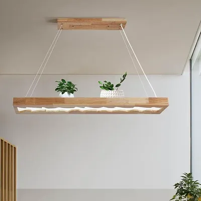 Obrázok produktu pre Zavesené LED svietidlo z dreva, stmívateľná rustikálna drevená lampa na jedálenský stôl, nastaviteľná výška, 40W, 100 cm