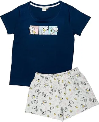 Zdjęcie produktu dla Zestaw piżamowy Snoopy damski bawełniany bez rękawów z podkoszulkiem i szortami XL