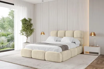 Produktbild von ALTDECOR Polsterbett mit Bettkasten - NOMA 180x200 Beige - Bett mit Kopfteil, Boxbett ohne Matratze, Doppelbett mit Stauraum
