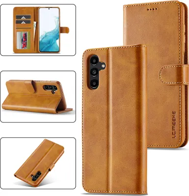 Image de Galaxy A34 5G Housse, étui à rabat Portefeuille en cuir Fermeture magnétique Ständer Housse de protection pour Samsung Galaxy A34 5G Jaune