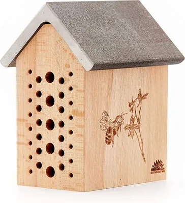 Produktbild von Die Stadtgärtner – Bienchenhotel aus Buchenholz I Wetterfestes Insektenhotel für Bienen I Naturholz-Insektenhotel mit robustem Stahldach I Sichere Nisthilfe für Wildbienen