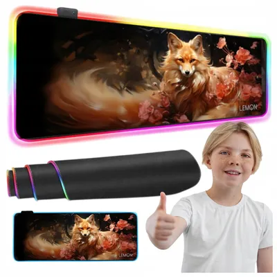 Image de Tapis de Souris Gaming LED RGB XXL Lemon Fox 80x30cm