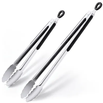Imagen del producto de Pinzas para parrilla de acero inoxidable, de 30 cm y 43 cm, con mangos largos, para uso en la cocina