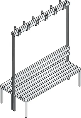 Produktbild von Doppelseitige Garderobenbank, Hartholzleisten, ohne Schuhrost, TxH 756x1710 mm, Länge 1000 mm, RAL 7021