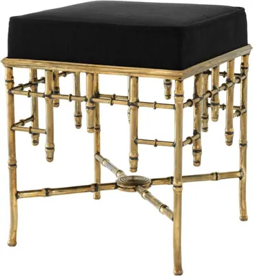 Produktbild von Casa Padrino Designer Hocker Vintage Messing / Schwarz 40 x 40 x H. 48,5 cm - Luxus Sitzhocker