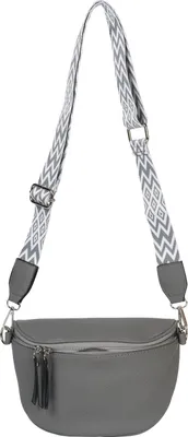 Produktbild von styleBREAKER Damen Halbmond Crossbody Schultertaschen Einfarbig, verstellbarer Schultergurt mit Zick-Zack Rauten Muster 02012401