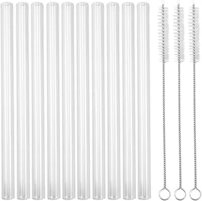 Imagen del producto de Pajitas de vidrio largas – Juego de 10 – Pajitas cortas de 15 cm – Pajitas de vidrio aptas para lavavajillas