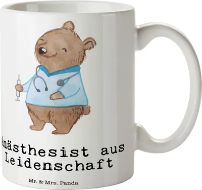 Produktbild von Mr. & Mrs. Panda Teetasse Anästhesist Leidenschaft - Weiß - Geschenk, Krankenhaus, Kaffeetasse, Spruch, Lustig, Trinkbecher, Tasse, Keramiktasse, mit Motiv