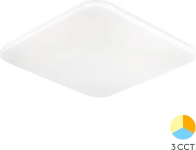 Image de Plafonnier LED Braytron, plafonnier rectangulaire 24 W avec effet ciel étoilé, température de couleur 3 en 1, 2 450 lumens