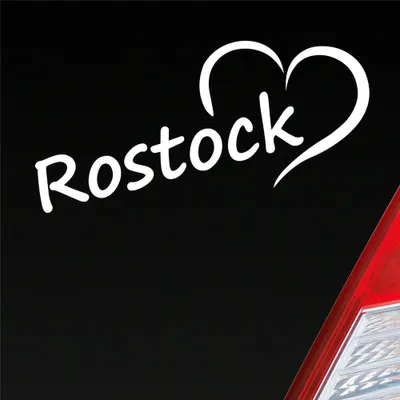 Produktbild von Auto Aufkleber Rostock Herz Stadt City Love Liebe Heimat 18,5x8 cm Weiss Glanz Sticker Heckscheibenaufkleber