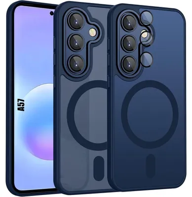 Image de Coque pour Samsung Galaxy A57 5G, avec Anneau Magnétique et Vitre Caméra - Bleu Marine