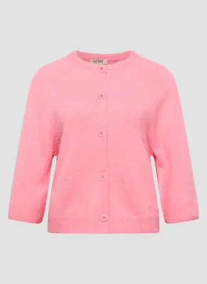 Produktbild von Rosa Feinstrick Strickjacke mit Rundhalsausschnitt, Knopfleiste, Größe 42