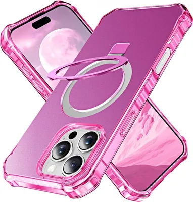 Produktbild von iPhone 16 Pro Max Hülle - Coverup ShockProof TPU Back Cover mit MagSafe Compatible Ring Kickstand - Rosa