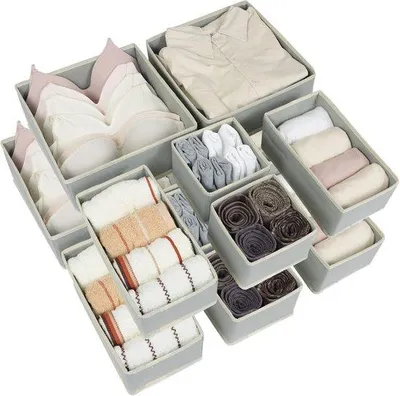 Immagine prodotto di Ultiluxe Organizer pieghevole per abbigliamento - 12 pezzi - Suddivisore per vestiti - Sistema di stoccaggio per abbigliamento e calze - Divisore per