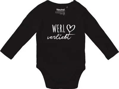 Produktbild von Huuraa Baby Body Werl verliebt 74 Black  Baumwolle Fairtrade Langarmbody Geschenkidee