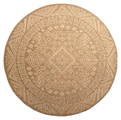 Produktbild von Jute Gartenteppich Rund - Mavi Medaillon Creme Braun