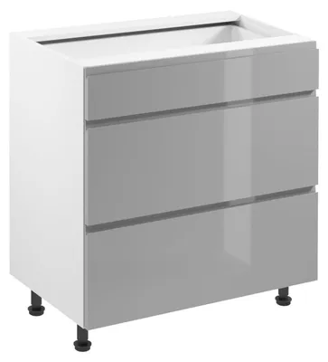 Produktbild von ARBOR Unterschrank mit Schubladen – Breite 80 cm, glänzend grau/weiß