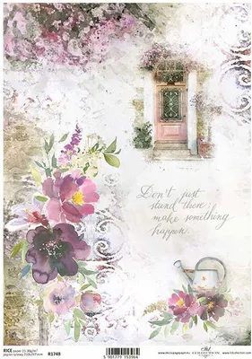 Produktbild von Reispapier für Decoupage A4 - R1748 Türblumen