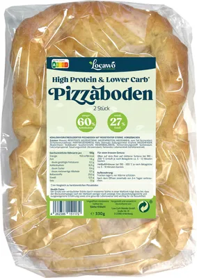 Produktbild von Locawo High Protein & Low Carb* Pizzaboden | Pizzabasis | Pinsaboden | vorgebacken 2 x 165g (330g)