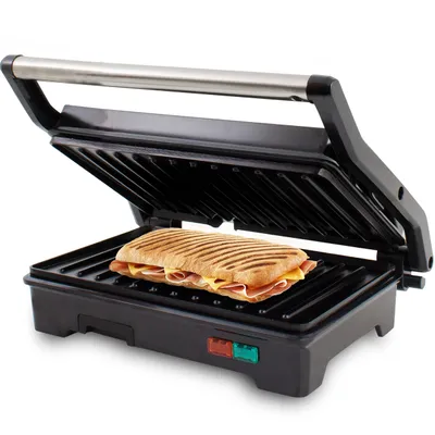 Produktbild von SUNTEC Elektro Kontaktgrill KGR-8373 Compact | Tischgrill aus Edelstahl | Grill für Panini, Sandwich, Toast, Fleisch, Burger, Gemüse | Elektrisch Grillen ohne Fett